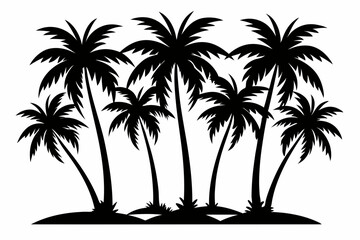 Obraz premium palm tree set line art silhouette vector illustration