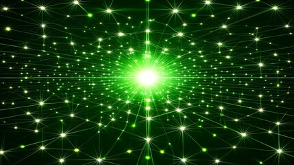 Obraz premium Green glowing starburst explosion.