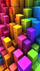 Obraz premium Colorful 3D Cubes: Abstract Geometric Design