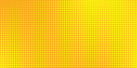 Yellow halftone gradient pattern texture with technology digital background. Pop art comic dots with summer background.