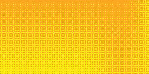 Yellow halftone gradient pattern texture with technology digital background. Pop art comic dots with summer background.