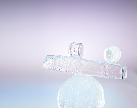 ice, gradient, background, balance, stack, sculpture, blue, purple