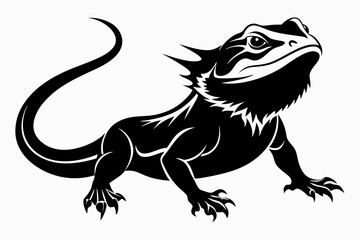 a bearded dragon line art silhouette vector illustration
