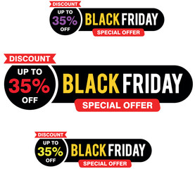 Black Friday banner or poster design with 30% discount offer