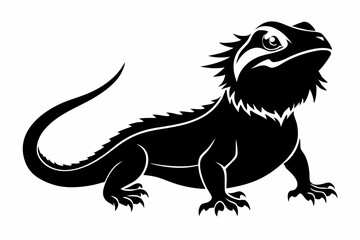 a bearded dragon line art silhouette vector illustration