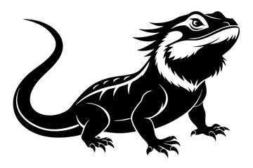 a bearded dragon line art silhouette vector illustration
