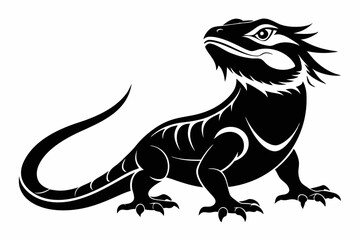a bearded dragon line art silhouette vector illustration