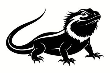 a bearded dragon line art silhouette vector illustration