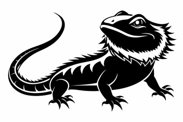 a bearded dragon line art silhouette vector illustration