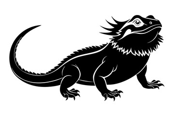 a bearded dragon line art silhouette vector illustration