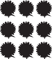 Vector silhouette sun flowers illustration