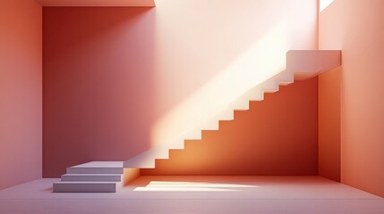 Fototapeta premium Modern Minimalist Staircase in Contemporary Interior Space