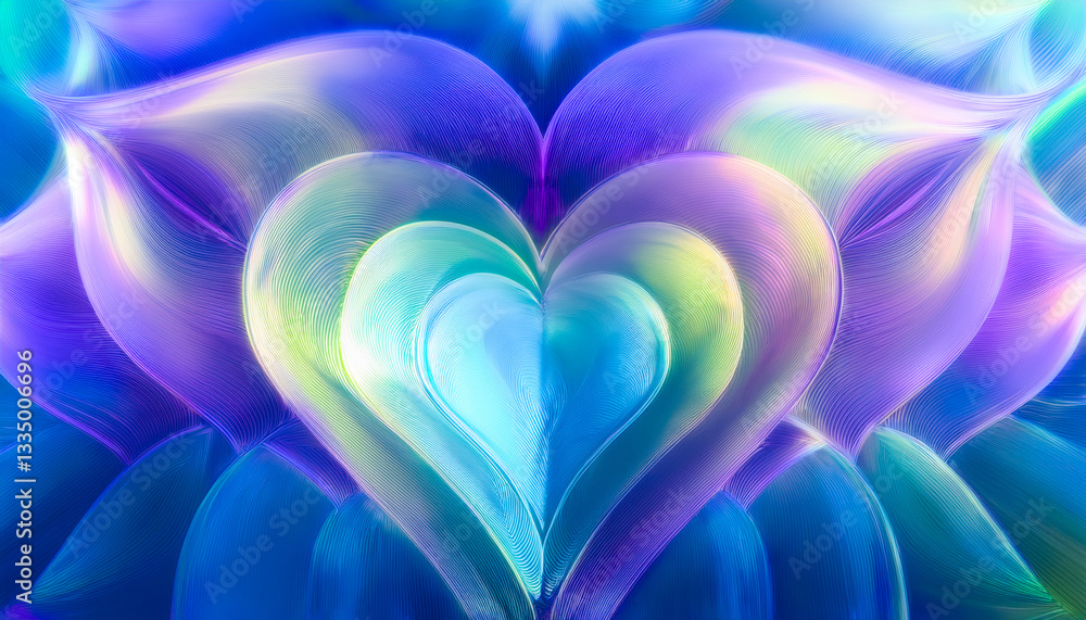 Poster Colorful abstract heart shapes create a vibrant and enchanting pattern in a mystical design