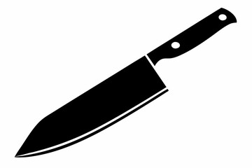 a sharp chefs knife line art silhouette vector illustration