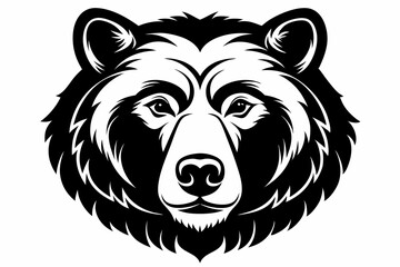 bear head line art silhouette vector illustration