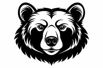 bear head line art silhouette vector illustration