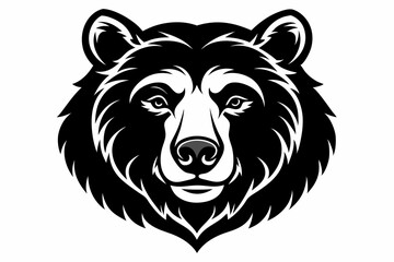 bear head line art silhouette vector illustration
