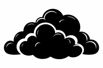 beautiful fluffy clouds line art silhouette vector illustration