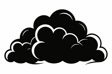 beautiful fluffy clouds line art silhouette vector illustration