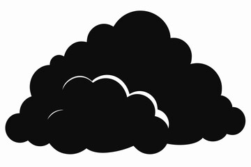 beautiful fluffy clouds line art silhouette vector illustration
