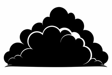 beautiful fluffy clouds line art silhouette vector illustration