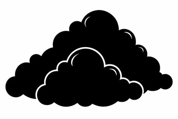 beautiful fluffy clouds line art silhouette vector illustration