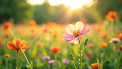 Naklejka premium Flower blur background nature hello summer