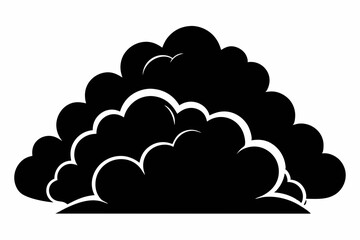 beautiful fluffy clouds line art silhouette vector illustration