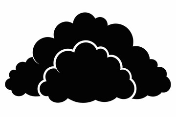 beautiful fluffy clouds line art silhouette vector illustration