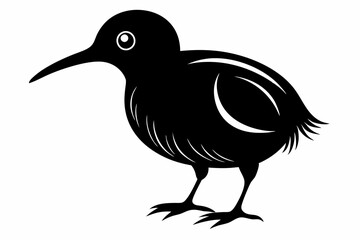 Obraz premium cute pan kauri bird line art silhouette vector illustration