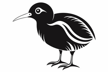 cute pan kauri bird line art silhouette vector illustration