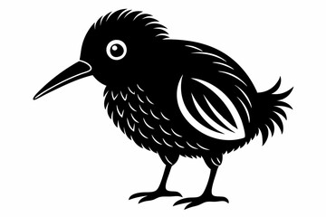 cute pan kauri bird line art silhouette vector illustration