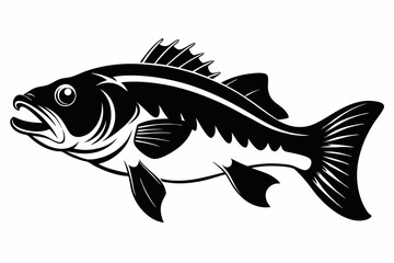 largemouth fish line art silhouette vector illustration