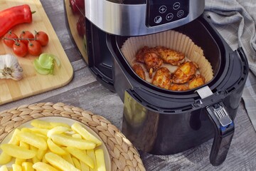 Cooking in an air fryer without oil.Paper for air fryer.