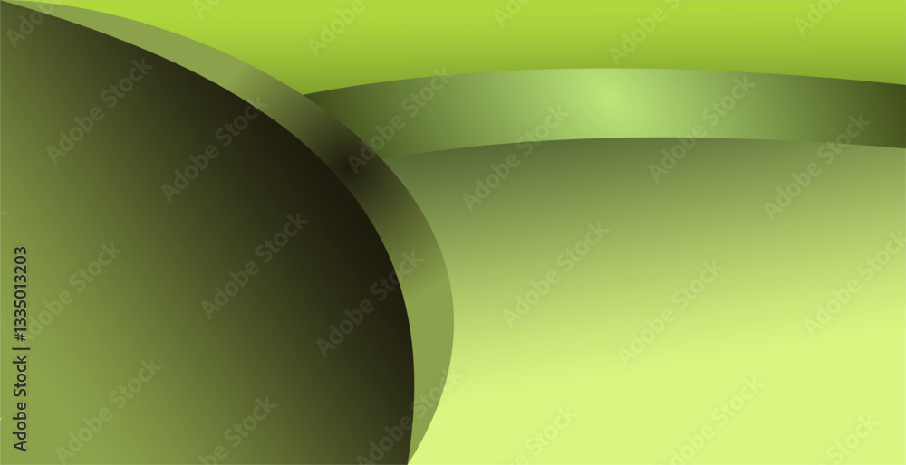 Poster composition of geometric lines and planes with green gradations as a background design for visual ar