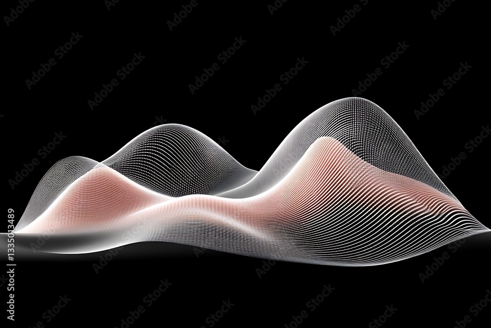 Poster abstract waveform visualization with light and shadows on dark background