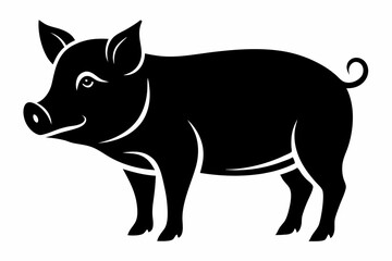 pig line art silhouette vector illustration