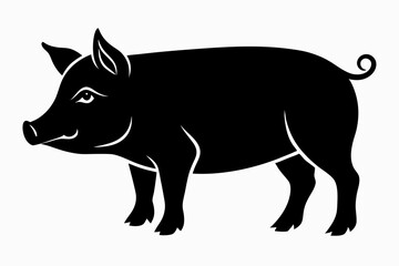 pig line art silhouette vector illustration
