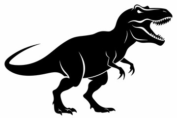 tyrannosaurus rex dinosaur line art silhouette vector illustration