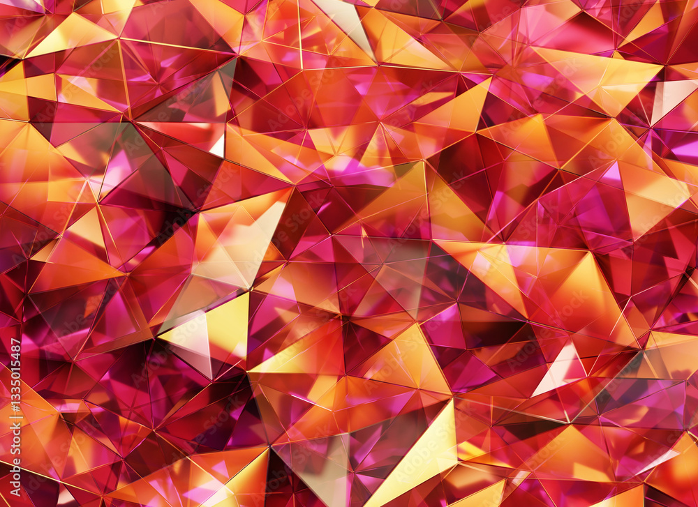 Poster luxury abstract realistic red crystal texture reflection close up background 3d rendering