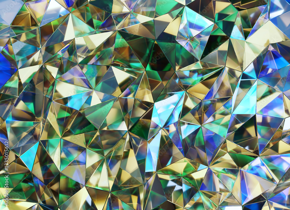 Poster luxury abstract colorful crystal texture reflection close up background 3d rendering