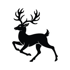 Fototapeta premium Black and White Stag Deer with Antlers Icon for Nature, Wildlife, and Forest