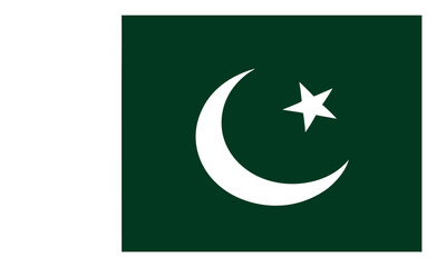 Vector Illustration of the Flag of Pakistan Featuring a Green Background with a Crescent and Star, Symbolizing National Identity and Pride