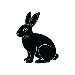 Obraz premium Black and White Rabbit Icon for Wildlife, Animals, and Nature