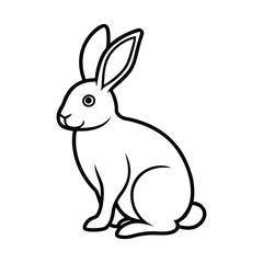 Black and White Outline of Rabbit Icon for Wildlife, Animals, and Nature