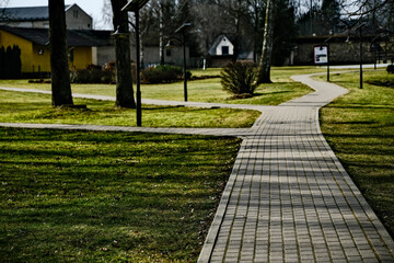 Park pavement in early spring