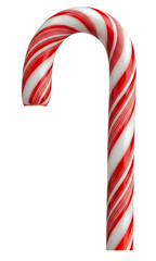 Classic red and white striped candy cane with glossy texture