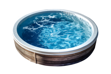 A stylish, durable, round above-ground pool designed for relaxation and fun