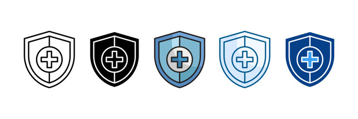 Shield Icon Set Multiple Style Collection