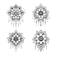 Hand Drawn Ethnic Mandala Pattern Intricate Henna Inspired Decoration